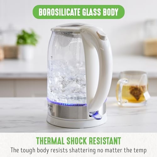 GreenLife 1.7 Liter Electric Glass Kettle, White - Image 5
