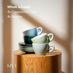KIVY Cappuccino Cups set - 4x 8oz - Thick-walled stoneware cappuccino cup - Image 5