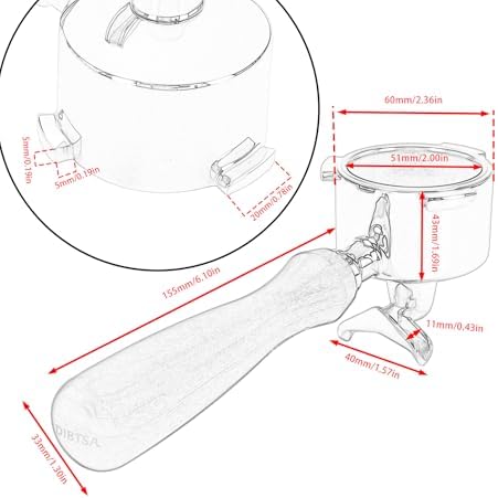 DIBTSA 51mm Espresso Portafilter Double Spouts 3 Ears Compatible with Dedica EC680, EC685 Espresso Machines - Image 5