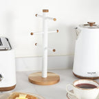 Salter BW13566WEU7 Toronto Mug Tree – Acacia Wood Cup Holder for Kitchen Countertop Tabletop, 6 Branch Display Stand for Coffee Mugs/Tea Cups, Freestanding Sturdy Steel Storage Rack, White - Image 3