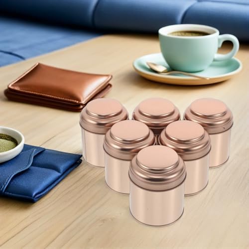 Ipetboom 6pcs round Tea Tin Canisters with Lid 75x90mm Tinplate Sealed Loose Leaf Storage Jars Kitchen Organizer for Coffee Sugar - Image 5
