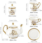 fanquare 21 Pieces British Porcelain Tea Set, Gold Tulip Tea Service for Afternoon Tea Party, 6 Teacup and Saucers for Coffee Home Wedding Birthday - Image 6
