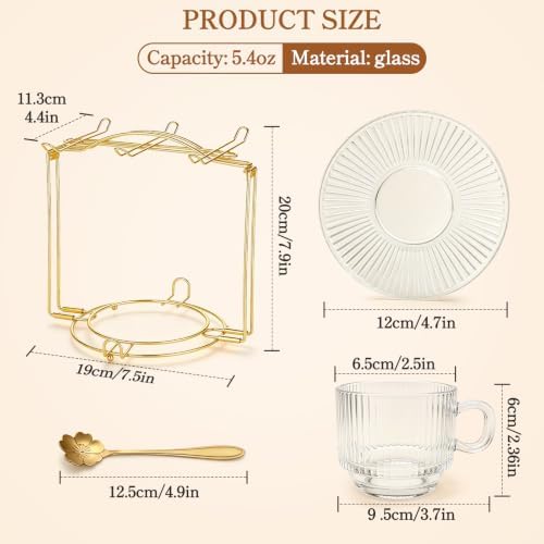 5.4 oz Espresso Cups Set of 6,Clear Glass Small Coffee Cups Set - Image 4