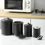 Nihow Food Storage Jar,Ceramic Canister Sets for The Kitchen,Set of 4,Black - Image 3