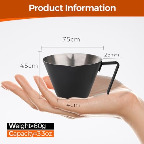 YARRAMATE 100ML Metal Measuring Cups (Black) & 100ML Glass Measuring Cups - Image 3
