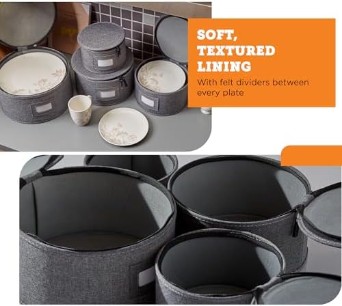 storageLAB 4-Piece China Plate Storage Set | Hard Shell Dividers | Gray - Image 5
