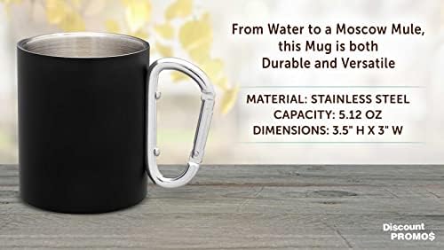 DISCOUNT PROMOS Stainless Steel Mugs with Carabiner Handle 10 oz. Set of 10, Bulk Pack - Perfect for Coffee, Soda, Other Hot & Cold Beverages - Black - Image 4