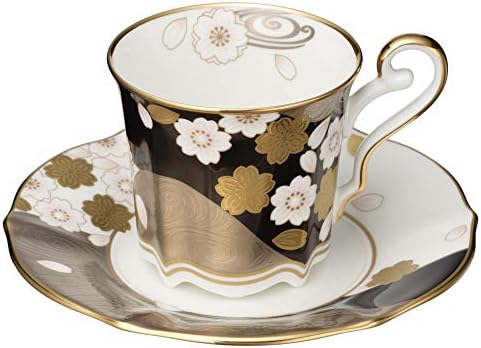 Noritake coffee cup and saucer 200cc Ayaminamo cherry blossoms gold and silver colors bone china T52506 / 4939-1 - Image 5