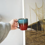 Bosmarlin Ceramic Coffee Mug Set of 4, 17 Oz, Coffee Cups with Big Handle, Microwave Safe, Unique Reactive Glaze (Blue&Red) - Image 6