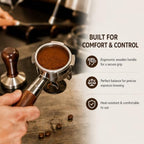 54mm Bottomless Portafilter for Breville Barista Express, Pro, Touch, Bambino Plus & Infuser (3-Ear Design) – Naked Espresso Portafilter with 18g Basket, WDT Tool, Puck Screen & Rosewood Handle - Image 5