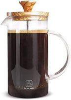 zaizai French Press Coffee Makers Olive Wood Coffee Maker Glass Pressure Pot 350 / 600ml teapot (Size: 600ml) by Unknown