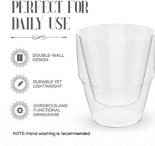 Elle Decor Double Walled Clear Coffee Cups, 5 Oz - Clear, Set of 4 - Image 3