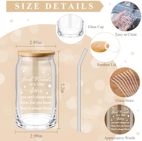 Zhehao 12 Pack Friendship Gifts for Women Friends 16oz Glass Cups Bulk - Image 2