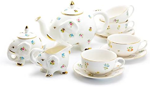 Grace Teaware Floral Elephant Fine Porcelain Tea Set 11 piece Set by Unknown