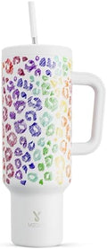Meoky 50 oz Tumbler with Handle, Tumbler with Lid and Straw, Insulated Stainless Steel Travel Mug, 100% Leak-proof, Keeps Cold for 36 Hours or Hot for 12 Hours (Kiss) by MEOKY
