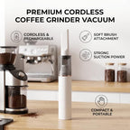 banapoy Mini Vacuum Cleaner, Handheld Vacuum Cleaner Cordless, Portable Desk for Coffee Grounds, Soft Brush Coffee Powder, for Car Interior, Keyboard, Drawer (White) - Image 5