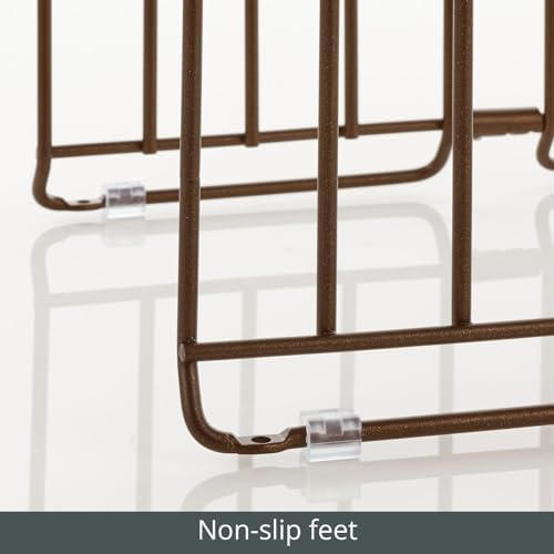 mDesign Large Metal Wire Organizer Rack for Kitchen Cabinet, Pantry, Shelves - Holder with 8 Slots for Baking Sheets, Skillets, Frying Pans, Pots, Lids, Cutting Boards, and Appliances - Bronze - Image 4