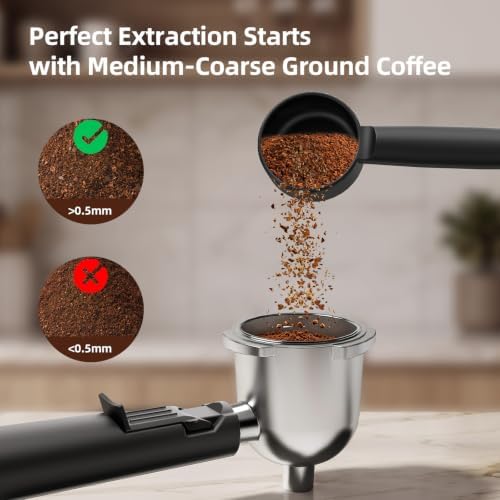 SECPOEDR3.5Bar Espreeso Machine 4-Cup Compact Coffee Maker Silver Black - Image 6