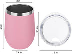 DOMICARE Stainless Steel Wine Tumbler Bulk with Lid, Personalized Insulated Tumblers Set, 12oz Travel Coffee Cups Pack of 16, Pink - Image 4