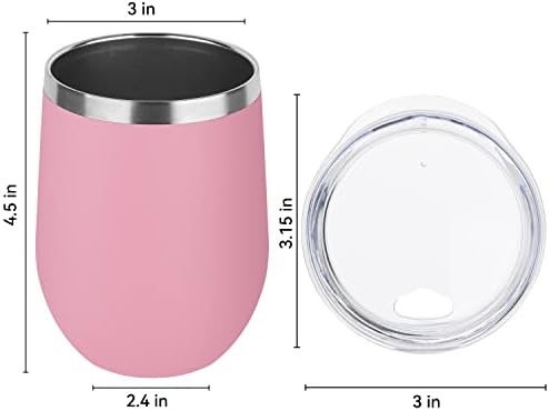 DOMICARE Stainless Steel Wine Tumbler Bulk with Lid, Personalized Insulated Tumblers Set, 12oz Travel Coffee Cups Pack of 16, Pink - Image 4