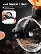 Huanyu 60mm Flat Burr Coffee Grinder, 8 Grind Settings for Home Brew Black - Image 6