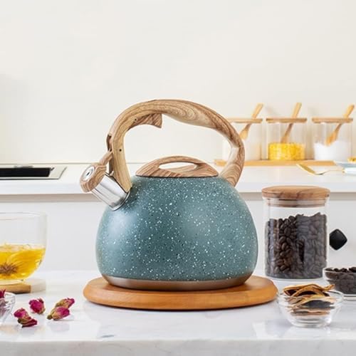 Tea Kettle Whistling Tea Kettle Stainless Steel Teakettle with Wooden Handle Stovetop Safe Water Boiling Kettle for Home Kitchen 2.8L Stove Top Whistling Tea Kettle - Image 2