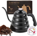 Gooseneck Kettle with Thermometer, Pour Over Coffee Kettle for Stovetop, Tea, Camping, 1200ml, Black by Unknown