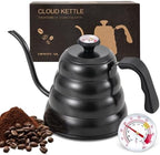 Gooseneck Kettle with Thermometer, Pour Over Coffee Kettle for Stovetop, Tea, Camping, 1200ml, Black by Unknown