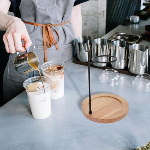 Toddmomy Wooden Coffee Filter Cup Stand with Iron Frame Simple Shape and Creative Style for Making Coffee and Milk Tea Stable Pour-over Dripper Holder for Home Use - Image 5