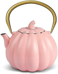 VICSKY Pink Pumpkin Cast Iron Teapot - Cute Tea Kettle Stovetop Safe by VICSKY