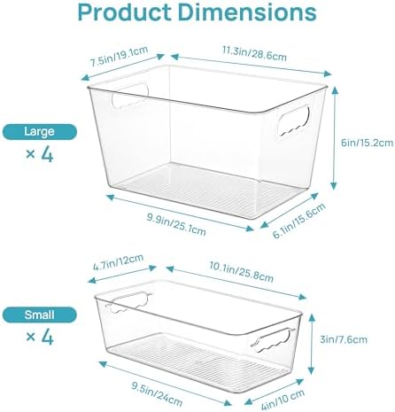 Vtopmart 8 Pack Clear Storage Bins Set for Pantry Organizer - Image 2