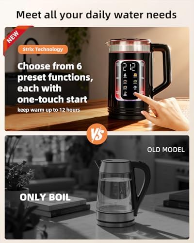 Electric Kettle with Temperature Control, Smart Glass Water Boiler for Tea, Coffee & Boiling, Automatic Shut-Off, 12-Hour Keep Warm & 6 Presets with One-Touch - Image 2