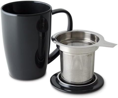 FORLIFE Curve Tall Tea Mug with Infuser and Lid 15 ounces, Black Graphite - Image 2