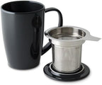 FORLIFE Curve Tall Tea Mug with Infuser and Lid 15 ounces, Black Graphite - Image 2
