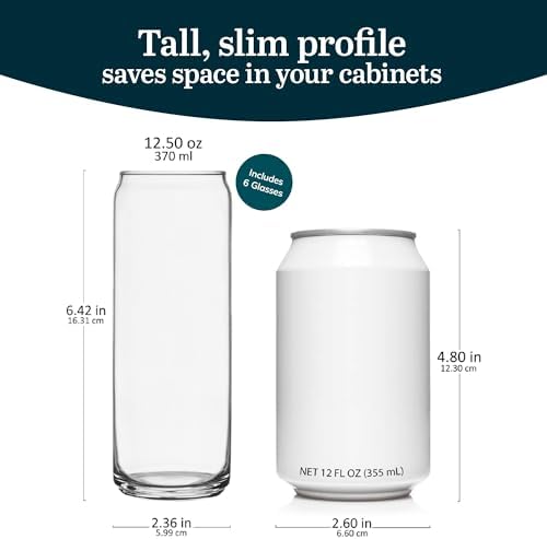 Libbey Classic Slim Beer Can Glasses, 12.5 oz Tall Drinking Glasses Set of 6, Space-Saving, and Versatile Thin Glassware for Cocktails, and Mocktails - Image 3