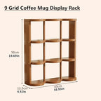 Wooden Coffee Mug Display Rack, Countertop Freestanding Grid Vintage Coffee Cup Display Stand, Rustic Coffee Mug Holder Organizer for Kitchen, Coffee Station,9 Grid - Image 3