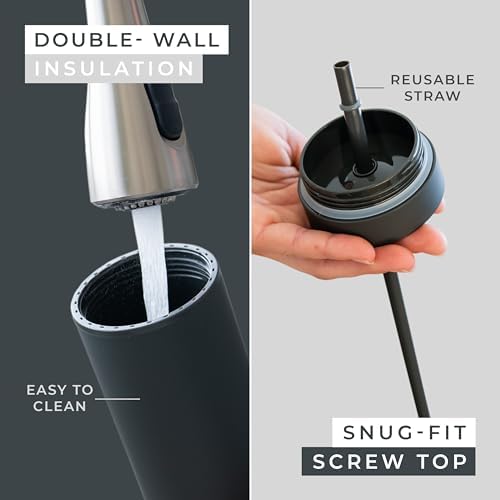 STRATA CUPS Black Skinny Tumblers with Lids and Straws (12 pack) - 16oz Double Wall Acrylic Tumbler, Tall Matte Skinny Tumblers, Bulk with Free Straw Cleaner, Reusable Cups - Image 3