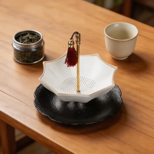 Porcelain Rotating Umbrella Tea Strainer - Ceramic Loose Leaf Filter for - Image 5
