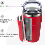 MEWAY 16oz Tumbler Double Wall Vacuum Insulated Travel Mug Bulk, Stainless Steel Tumblers with Lid, Powder Coated Coffee Cups for Cold & Hot Drinks (Red,6 Pack) - Image 3