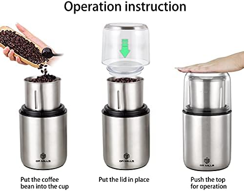 DR MILLS DM-7452 Electric Coffee Grinder,Spice Grinder Electric and Chopper,Detachable Cup, Diswash Free, Blade & Cup Made with SUS304 Stainless Steel - Image 2