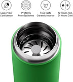 Fellow 12 oz Carter Move Travel Mug - Vacuum-Insulated Stainless Steel Travel Coffee Mug - Coffee Tumbler with Ceramic Interior and Splash Guard - Sporty Green - Image 2