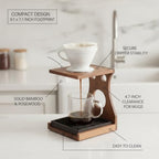 Pour Over Dripper Stand, Bamboo and Rosewood Base with Stainless Steel Ring for Mug Brewing - Image 5