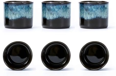 Japanese Tea Cups Set of 6, Ceramic Teacups, Chinese Tea Cups for Hot Tea or Coffee, Demitasse Cups 2.5 Ounces Coffee Mugs (magic blue exterior) by Lavinttostory