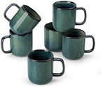 vancasso STARRY Coffee Mugs Set, 12 oz Ceramic Coffee Cups for Latte Hot Tea Cappuccino Cocoa Milk Stoneware Cups Set of 6, Dishwasher & Microwave Safe, Green by vancasso