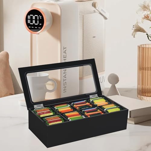 Tasybox Tea Bag Organizer, Acrylic Tea Box with Lid, Black Teabag Holder - Image 7