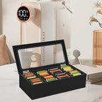 Tasybox Tea Bag Organizer, Acrylic Tea Box with Lid, Black Teabag Holder - Image 7