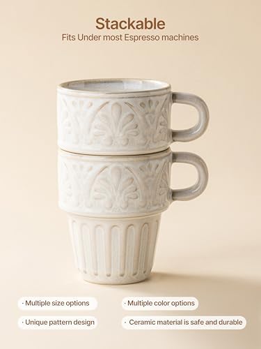 Mugs Set of 4, Ceramic Coffee Mug 12 OZ Beige, Stackable Mug, Set of 4, Microwave & Dishwasher Safe, Comfortable Grip for Latte Cappuccino Hot Chocolate, Perfect for Home Office & Holiday Gifting - Image 5