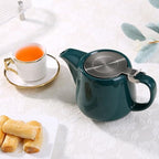 Ceramic Teapot With Stainless Steel Infuser, Heat Resistant, Perfect Tea Maker, Green, 500ml/17oz - Image 6