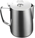 Stainless Steel Milk Frothing Jug with Lid, 68 fl oz / 2000 ml Latte Art Pitcher, Metal Measuring Cup with Handle, Milk Steaming Jug for Espresso Cappuccino by LUMINFLY