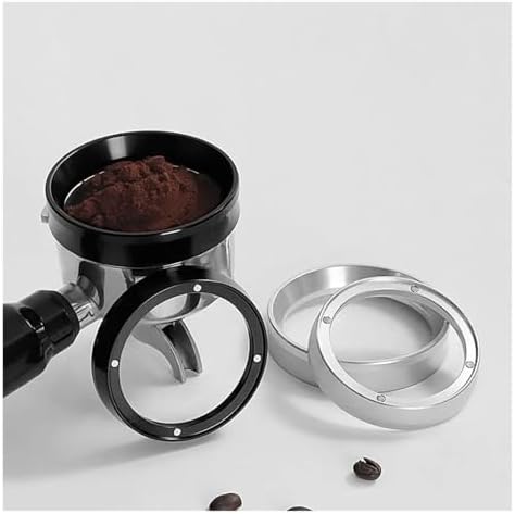 Portafilter Funnel 9 Pcs Coffee Metering Ring Aluminum Alloy Magnetic Handle Powder to Prevent Flying (51/53/58mm)(Silver-53MM-) - Image 2